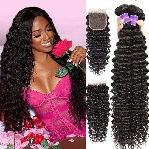 Vista 27 de Paquetes de Cabello Humano de Ondas Profundas （12 14 16 ）12A 100% Sin Procesar Cabello Humano Virgen Brasileño Profundo Rizado Tejido de Cabello