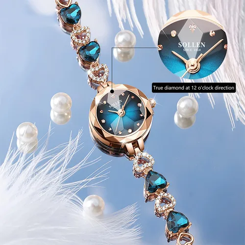 Vista 3 de SOLLEN Reloj de cuarzo para mujer, relojes analógicos de cuarzo de moda impermeables para mujer