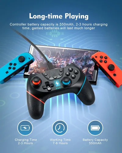 Vista 4 de Controlador de interruptor, YKOEX Pro para interruptorinterruptor Liteinterruptor OLED, interruptor remoto mando a distancia Gamepad Joystick, Turbo