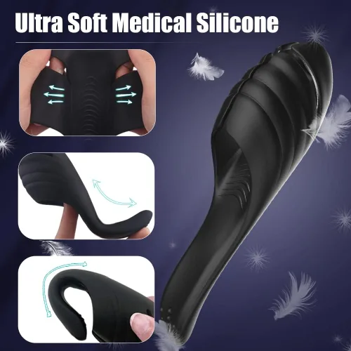Vista 5 de Masturbador masculino ajustable, juguetes sexuales para adultos con 9 vibraciones, estimulador vibrador para el placer de la masturbación