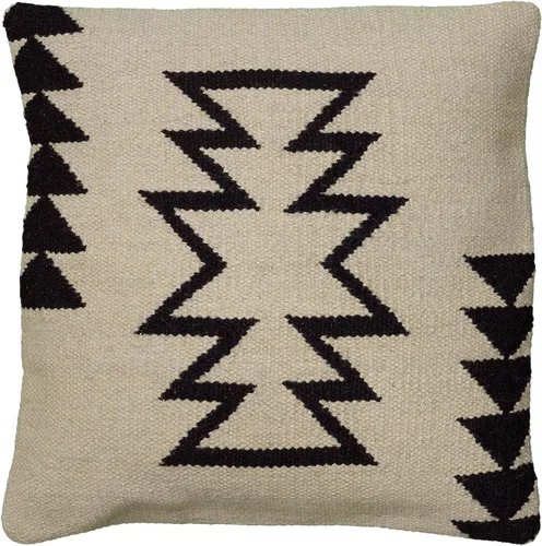 Vista 12 de Rizzy Home T05808 Almohada decorativa de relleno de plumón 18"x18" Negro/Blanco/Neutral