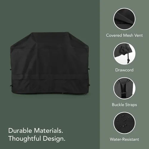 Vista 4 de Covermates Funda para parrilla, poliéster resistente, resistente a la intemperie, dobladillo con cordón, parrilla y calefacción, color negro