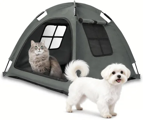 Vista 9 de Tienda de campaña para mascotas de diseño abierto, acogedora cama de monitoreo para gatos y cachorros, paredes de malla transpirable para seguridad
