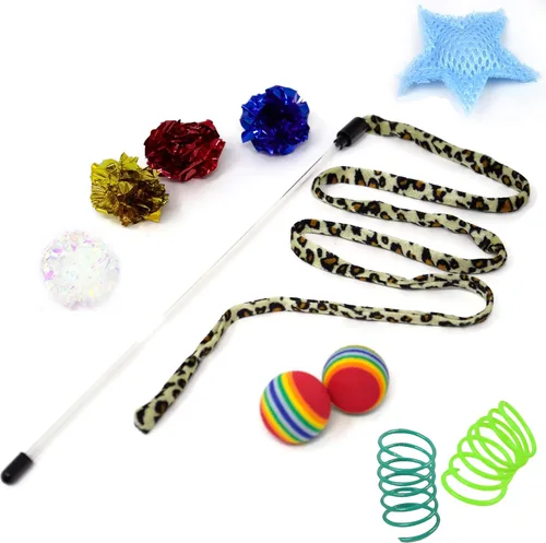 Vista 3 de Youngever 24 juguetes para gatos juguetes surtidos, túnel de 2 vías, plumas para gatos – juguete interactivo de plumas esponjoso ratón, pelotas