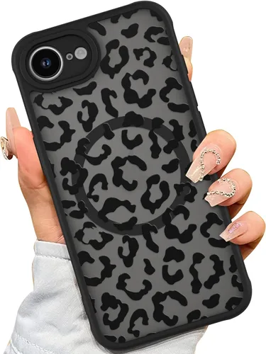 Vista 10 de AIGOMARA - Carcasa magnética para iPhone 11, diseño de leopardo negro