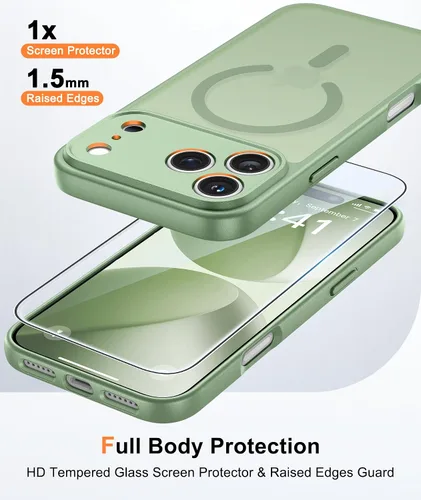 Vista 1032 de FNTCASE Funda para iPhone 17 Pro: Fundas delgadas translúcidas de color azul claro compatibles con MagSafe, protección completa de la cámara