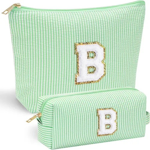 Vista 116 de YOOLIFE Regalos del Día de la Madre para Mujeres, Bolsa de Maquillaje con Iniciales, Bolsa de Maquillaje para Viaje, Bolsa de Maquillaje Negro
