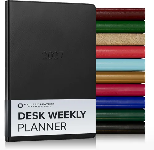 Vista 158 de Gallery Leather Planificador Semanal y Mensual Grande 2025-2026, Calendario Planificador y Cuaderno Elegantemente Encuadernado con Elegantes Bordes