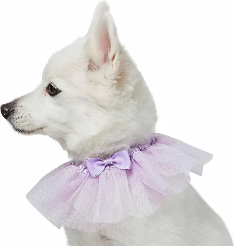 Vista 6 de Blueberry Pet Collar de perro ajustable My Little Princess 2022 con malla bordada y pajarita, azul bebé, talla XS