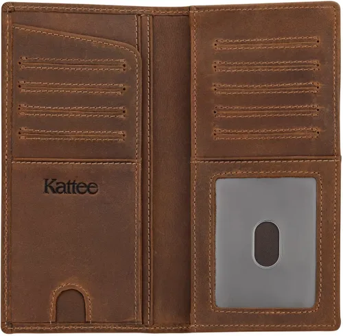 Vista 9 de Kattee cartera plegadiza clásica de cuero para hombre