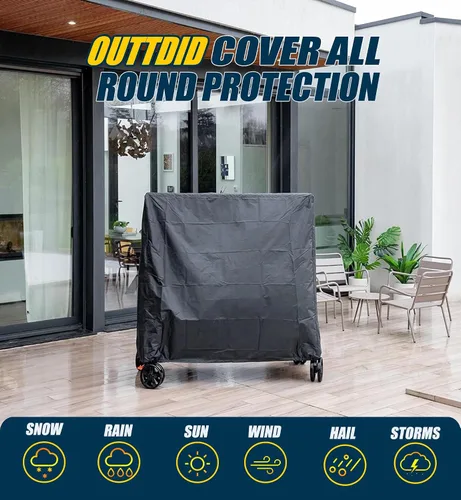Vista 8 de Funda de mesa de ping pong 600D resistente al agua para exteriores e interiores, plegable, 9 x 5 pies, mesas de tenis de mesa plegables