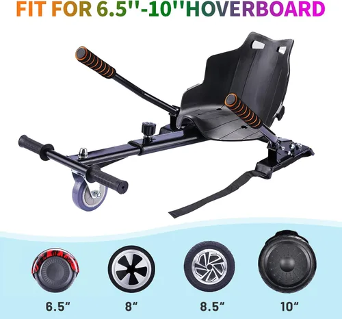 Vista 4 de SIMATE Scooter con accesorio de asiento, tablas de equilibrio automático de 6.5 pulgadas con altavoces Bluetooth y luces LED para niños, adultos