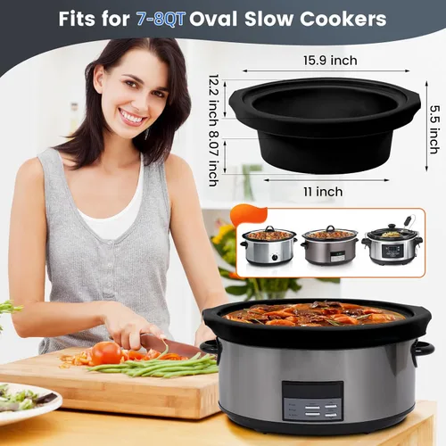 Vista 2 de Forros para olla de cocción lenta que se ajustan a Crock Pot de 6,5 a 7,5 l, 2 piezas de forros para olla de cocción lenta de 6,5 a 7,5 l para ollas
