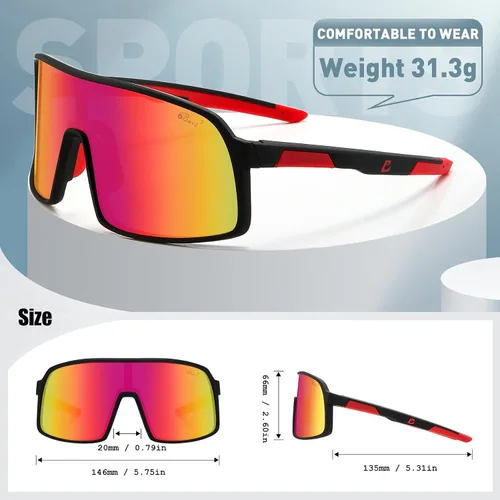 Vista 2 de Bevi - Lentes de sol deportivos polarizados con montura TR90 para hombres y mujeres, conducción al aire libre, ciclismo