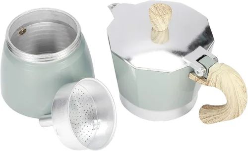 Vista 8 de Cafetera espresso para estufa, taza de café expreso de 3/6, portátil, de aluminio, cafetera italiana, estufa superior, cafetera percoladora
