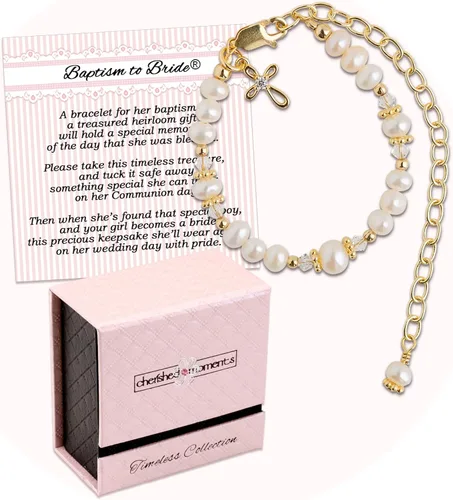 Vista 2 de Cherished Moments Baptism to Bride Bracelet .925 Silver or 14K Gold-Plated Dorado