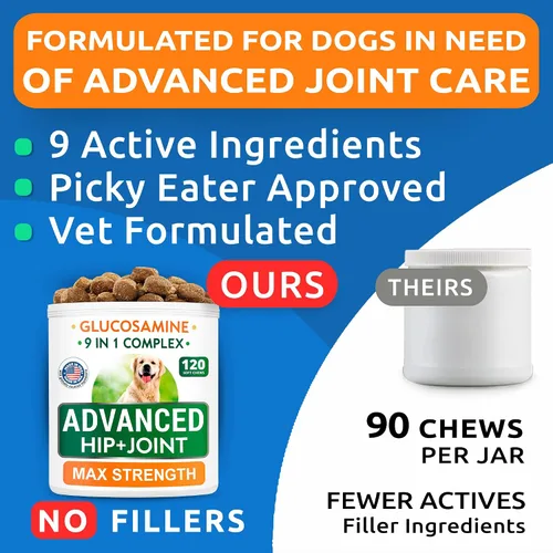 Vista 3 de Senior Advanced - Paquete de golosinas para perros con glucosamina + glucosamina para aliviar el dolor articular de perro viejo + cuidado de cadera