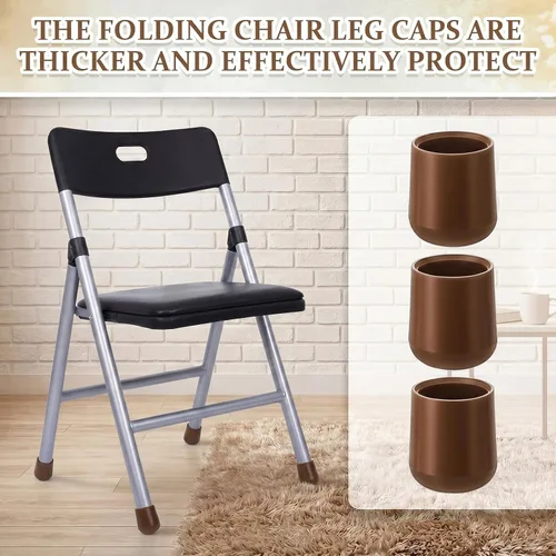 Vista 4 de Jetec 12 Pcs 1 Inch Folding Chair Leg Caps Heavy-Duty Plastic Chair End Caps Non-marring Furniture Glides Round Hardwood Floor Protectors (Brown,1in)