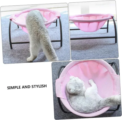 Vista 3 de UKCOCO Hamaca elevada para gatos, elegante y duradera para mascotas para uso en interiores y exteriores, marco elegante para descansar y relajarse
