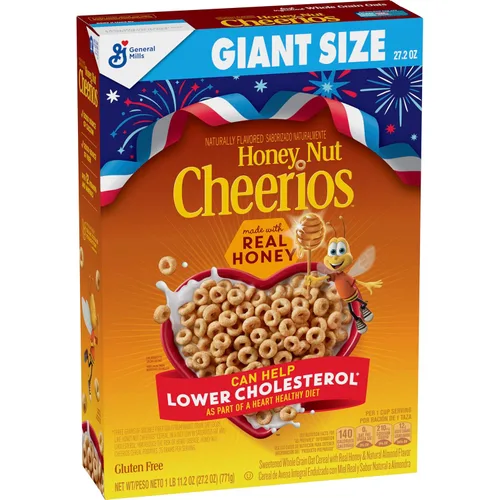 Vista 13 de Cereales para desayuno con avena Cheerios Honey Nut, sin gluten. 10.8 onzas