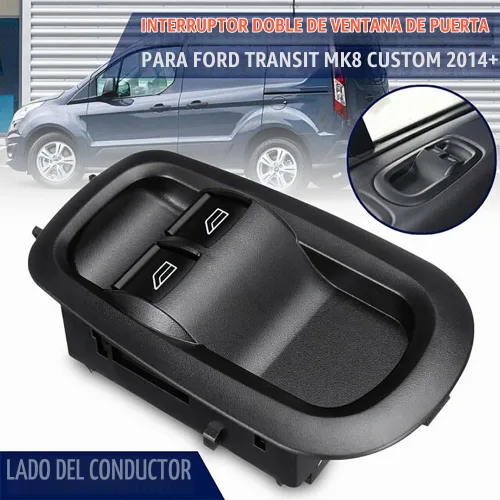 Vista 9 de Puerta lateral del conductor ventana doble con interruptor de luz, para Ford Transit MK8 Custom 2014 2015 2016 2017+ 2029885 1791339