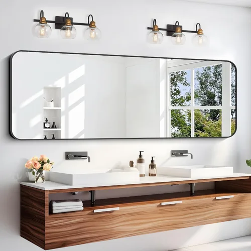 Vista 63 de DESBING 16"x20" Bathroom Mirror for Over Sink, Black Framed Wall Mirror Negro