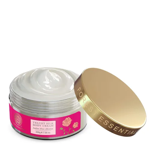 Vista 2 de Forest Essentials Crema corporal de seda de terciopelo de rosa india, 7.05 oz