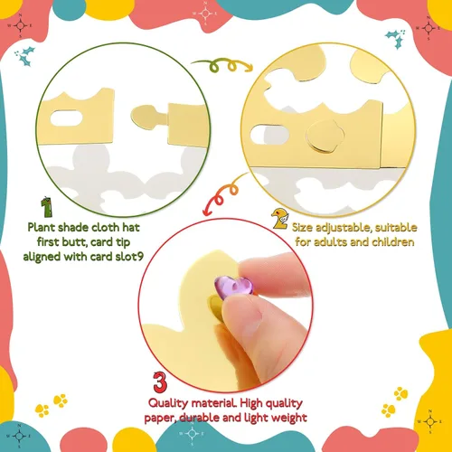 Vista 3 de Juego de 50 coronas de papel dorado a granel para niños, kit de manualidades de corona de princesa DIY Paper Crowns to Decorate, with 28 Sheet Gem