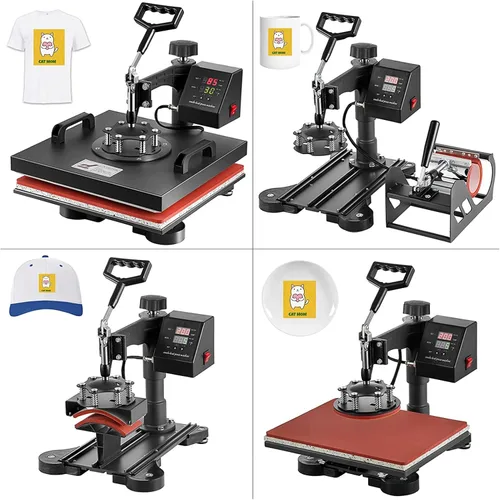 Vista 7 de Máquina de prensa de calor 8 en 1 de 15.0 x 15.0 in/15 x 15 pulgadas, máquina digital de prensado de camisetas con oscilación de 360°, impresora