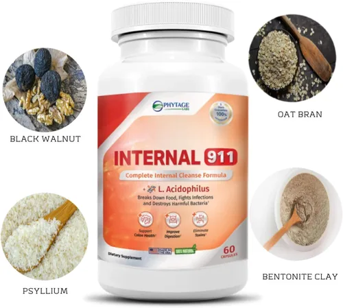 Vista 6 de Internal 911 - Suplemento desintoxicante de limpieza de colon, limpiador laxante natural que elimina toxinas para una mejor digestión y piel