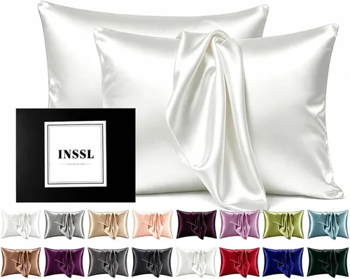 Vista 28 de INSSL - Funda de almohada de seda para mujeres, funda de almohada de seda de morera para cabello y piel, mantente cómoda y transpirable durante