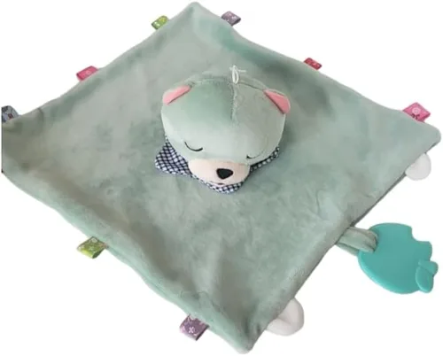 Vista 2 de Manta de seguridad de oso de peluche, suave y adorable para bebé, regalo para bebés recién nacidos para niños o niñas, manta de juguete cómoda