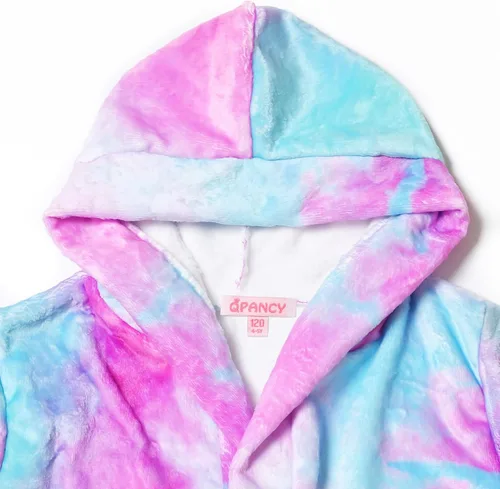 Vista 3 de Qpancy Bata de baño para niñas, suave felpa de forro polar, ropa de dormir