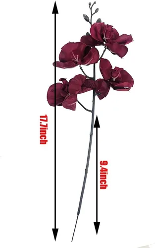 Vista 2 de Juego de 5 orquídeas artificiales artificiales de tacto real, orquídea de mariposa, orquídea bailarina de seda para boda, hogar, centro de mesa