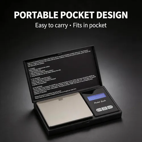 Vista 4 de Báscula digital de bolsillo para cocina, 1.76 oz por 0.00 oz (batería incluida)