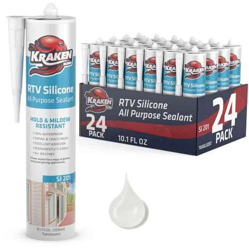 Vista 31 de Kraken Bond Sellador de silicona negro resistente al agua Cartucho de 100 a 10 onzas líquidas, RTV silicona para calafatear cocina y baño, todo uso