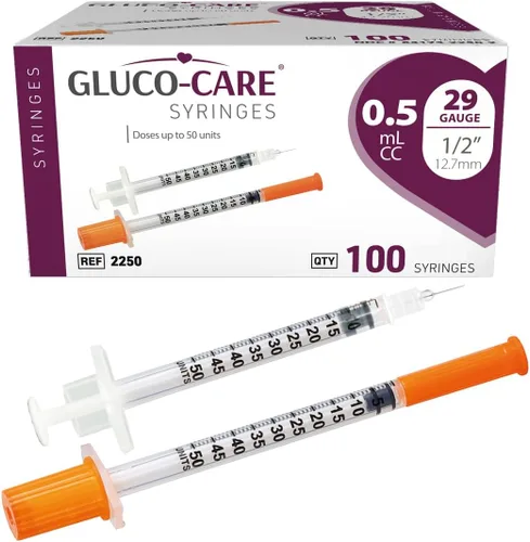 Vista 15 de GLUCO-CARE - Jeringas de 0.3 ml/cc, 30G x 5/16’’ (8mm), tapa naranja, 100/caja