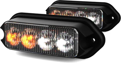 Vista 2 de Luces estroboscópicas para camiones con función de sincronización, estilo de aluminio grueso, luz de advertencia intermitente en ámbar y blanco