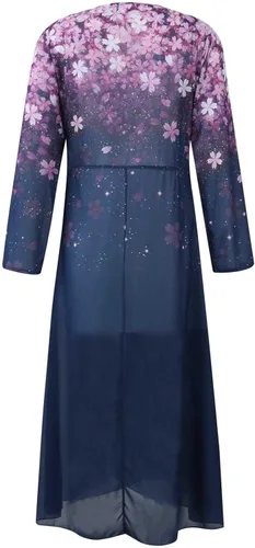Vista 3 de DHWGDGKP Vestidos de cóctel, talla grande, elegante, con cuello en V, para fiesta, graduación, de gasa, con lentejuelas, para noche, vestido largo
