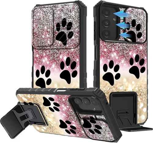 Vista 158 de Funda para Samsung Galaxy A13 5G/4G/A04S, Galaxy A13 5G con cubierta de cámara deslizante, funda de doble capa integrada con función atril