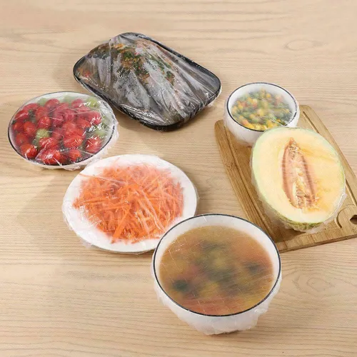 Vista 6 de Yeahgoshopping Cubierta de plástico desechable reutilizable para alimentos, fácil con tapas elásticas de cocina, cuencos también se utilizan como