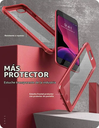 Vista 3 de i-Blason Ares - Funda para iPhone SE 2022 (3ª generación), [protector de pantalla integrado] Funda transparente resistente de doble capa para iPhone