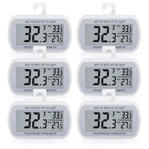 Vista 11 de AEVETE Termómetro digital impermeable para refrigerador con pantalla LCD grande, termómetro de sala de congelador con parte trasera magnética, sin