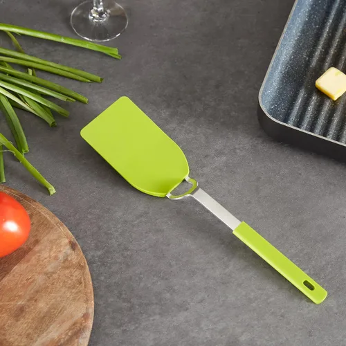 Vista 6 de RSVP International Kitchen Tool Collection - Espátula flexible de nailon, mango de acero inoxidable, 12 x 2.75 pulgadas, color verde