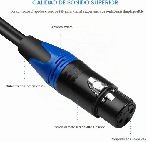 Vista 2 de Cable divisor XLR hembra dual a conector TRS macho estéreo de 1/4 pulg. (6,35 mm) Y, cable de conexión desequilibrado de adaptador XLR hembra a