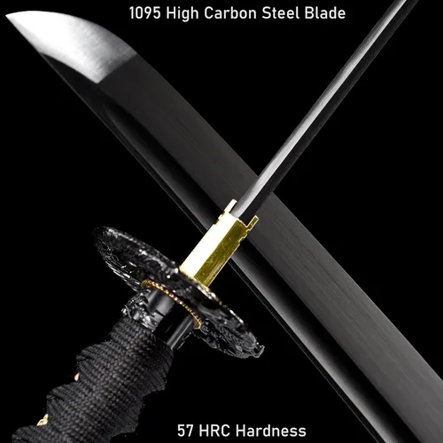 Vista 3 de Samurai Katana Espada hecha a mano de acero de alto carbono 1095 Japonesa Real Katana Espada de Espiga Completa Afilada