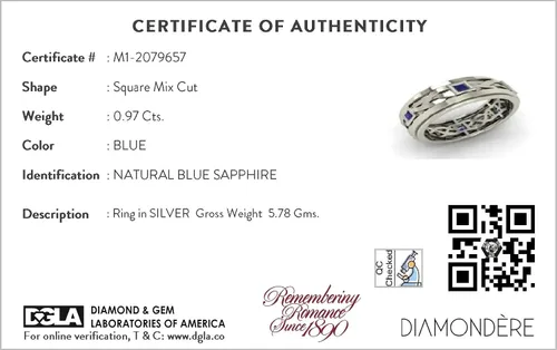 Vista 5 de Diamondere Anillo de boda de zafiro azul de corte princesa natural y certificado en plata de ley 925 Anillo de nudo celta de 0,97 quilates