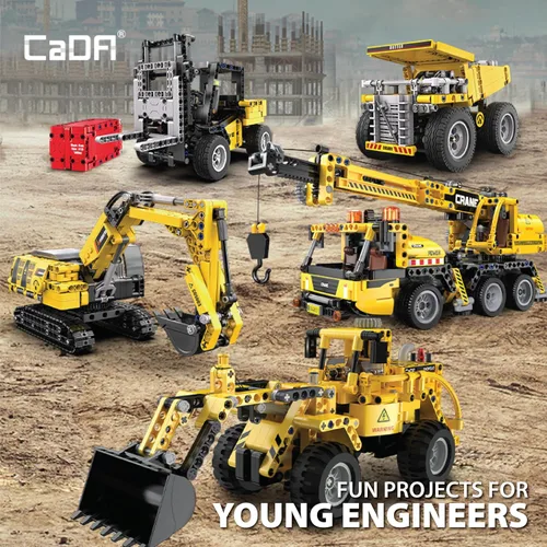 Vista 8 de CADA Bricks Kit de construcción de excavadora – Juguete de construcción de 467 piezas, brazo funcional, cubo de trabajo, rotación de 360°