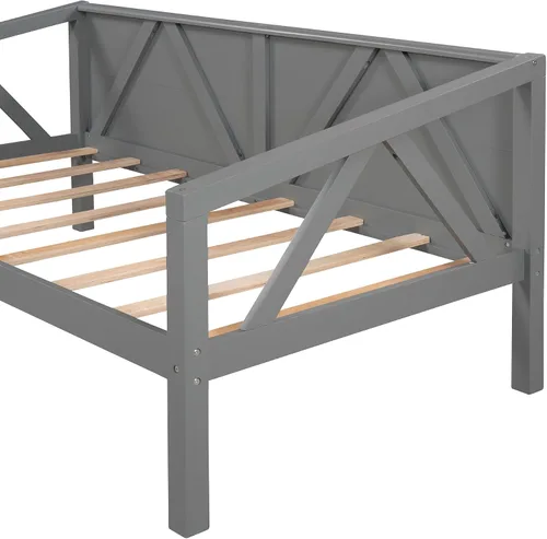 Vista 5 de Harper & Bright Designs Marco de madera tamaño individual, soporte de listones de madera, no necesita somier, gris