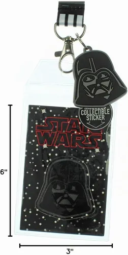Vista 5 de Star Wars Darth Vader - Soporte para insignia de identificación con colgante de goma de 1.5 pulgadas